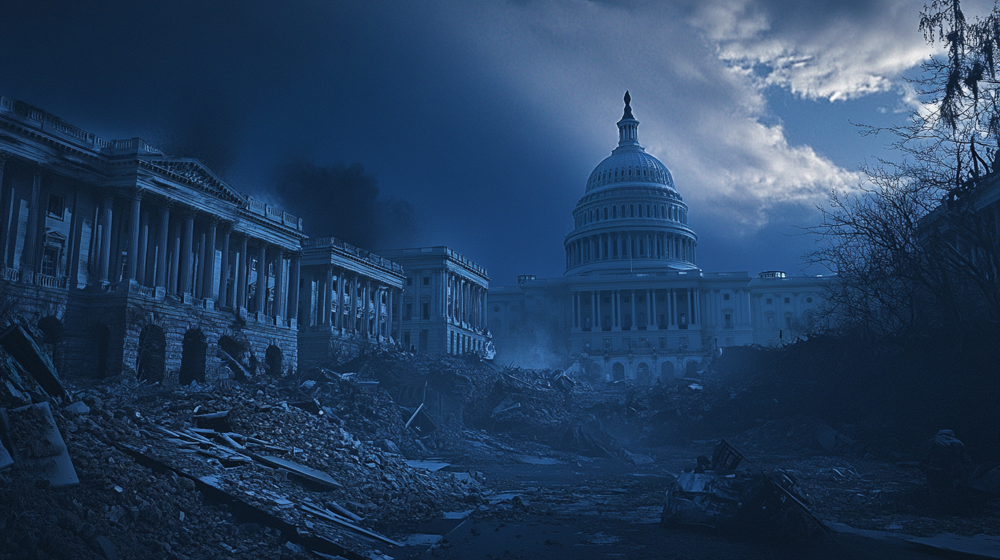 Capitol in Washington destroyed in 2024, detailed damage.