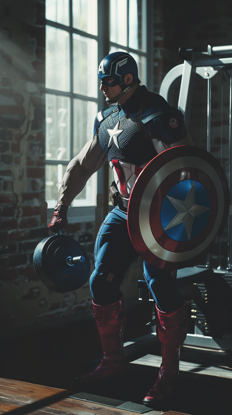 Captain America Gym Workout Strength Training Superhero