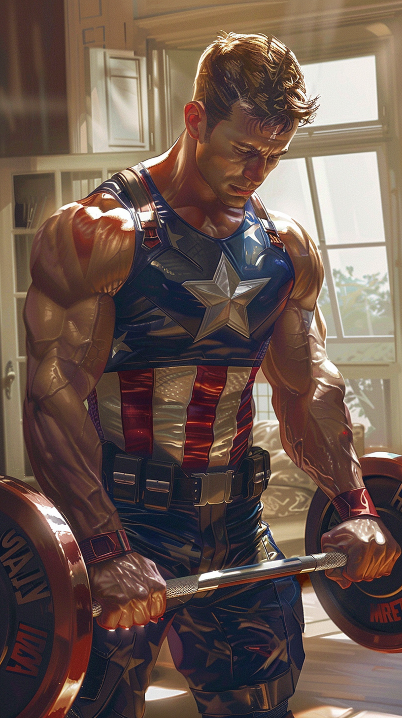 Captain America Home Workout: Determined Bench Press Fitness