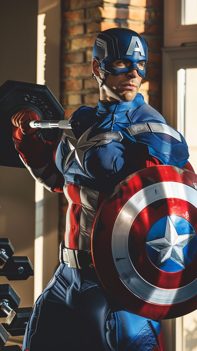 Captain America Training in Patriot Gym Room