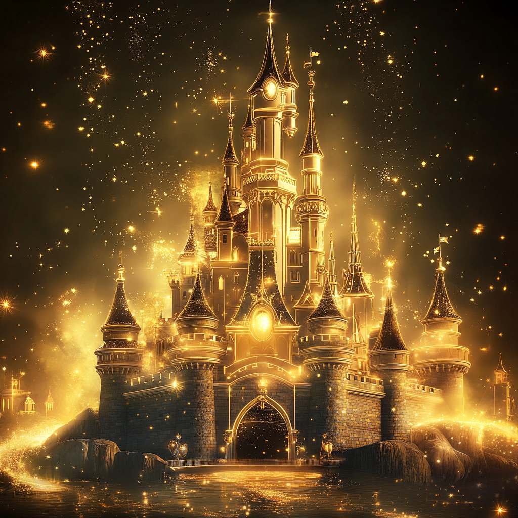 Captivating Disney bag advertisement background with elegant, magical ambiance.