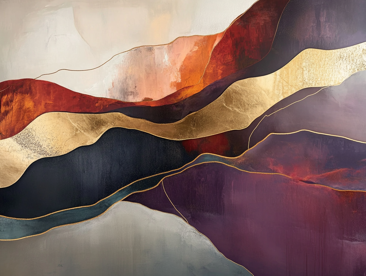 Captivating Modern Abstract Artwork Geometric Shapes Metallic Accents