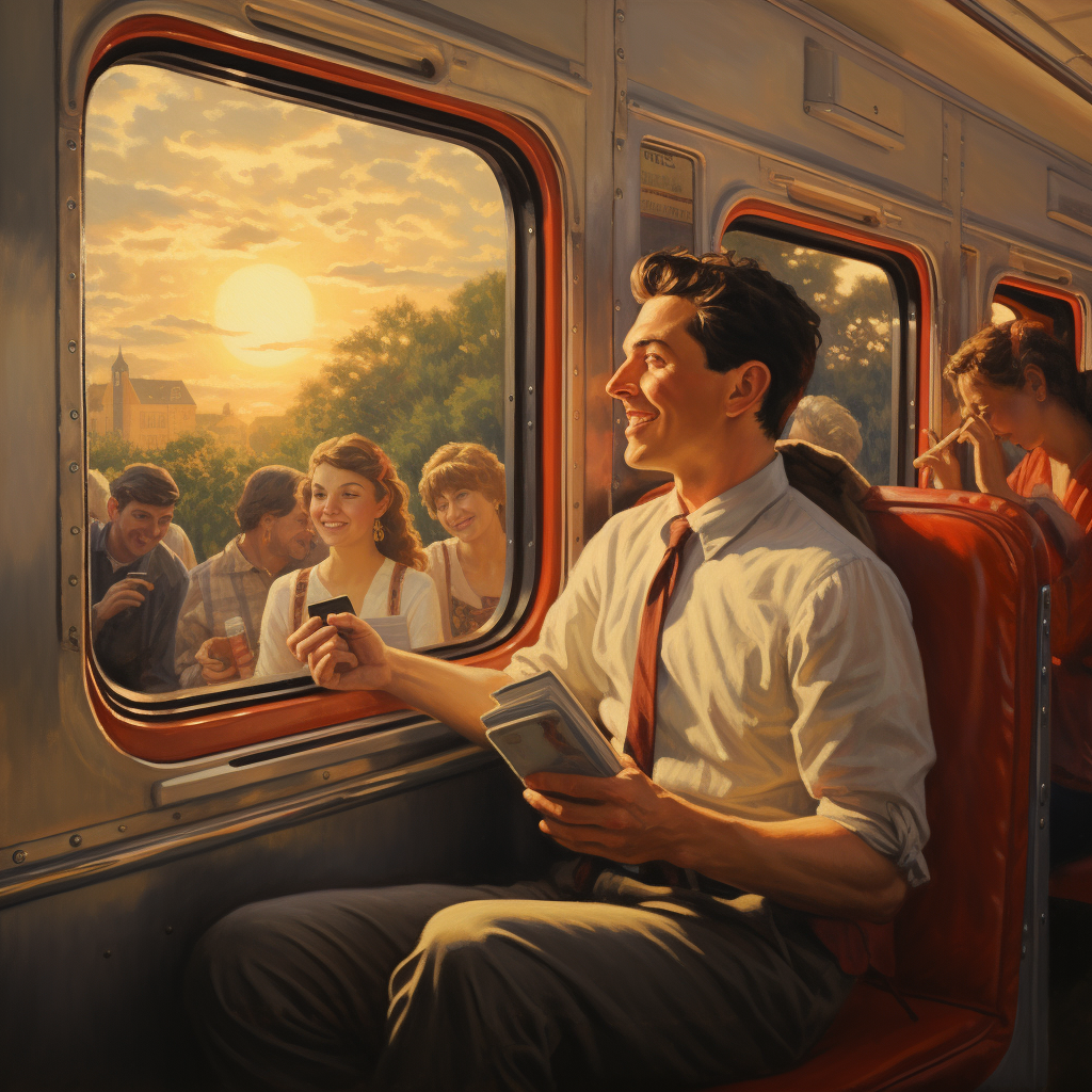 train-sunset-curious-passenger-amazed