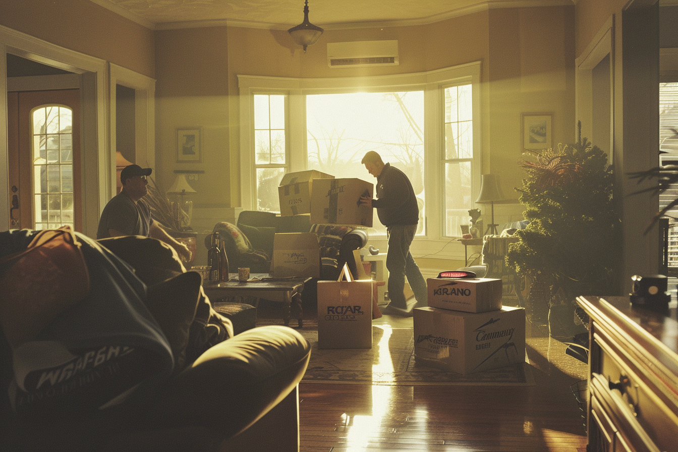 Carl Moving staff arranging furniture in cozy room