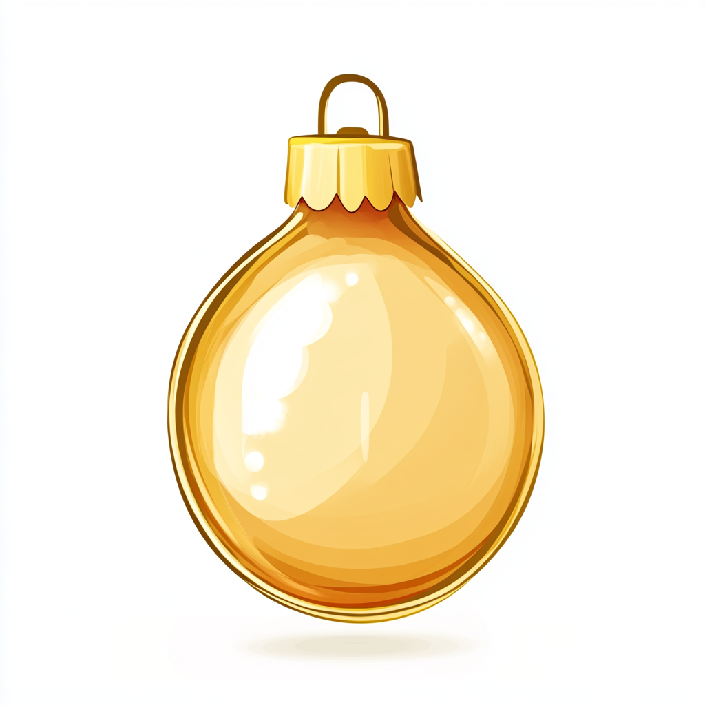 Cartoon Christmas Bulb with Glowing Edges on White Background