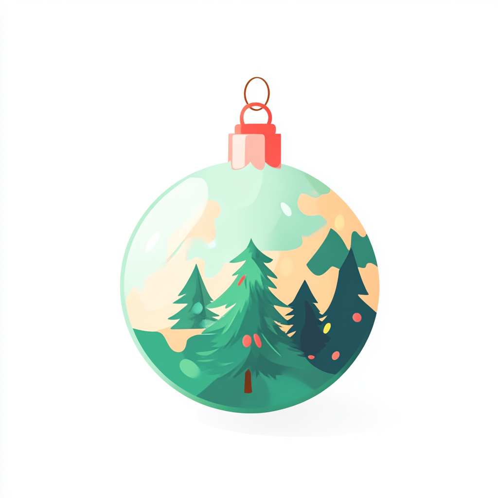 Cartoon Christmas Globe 3D Style White Background