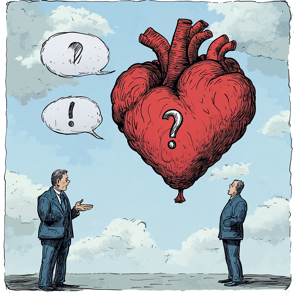 Cartoon Conversation: Bureaucrat, Heart, Love Symbol, Question Mark