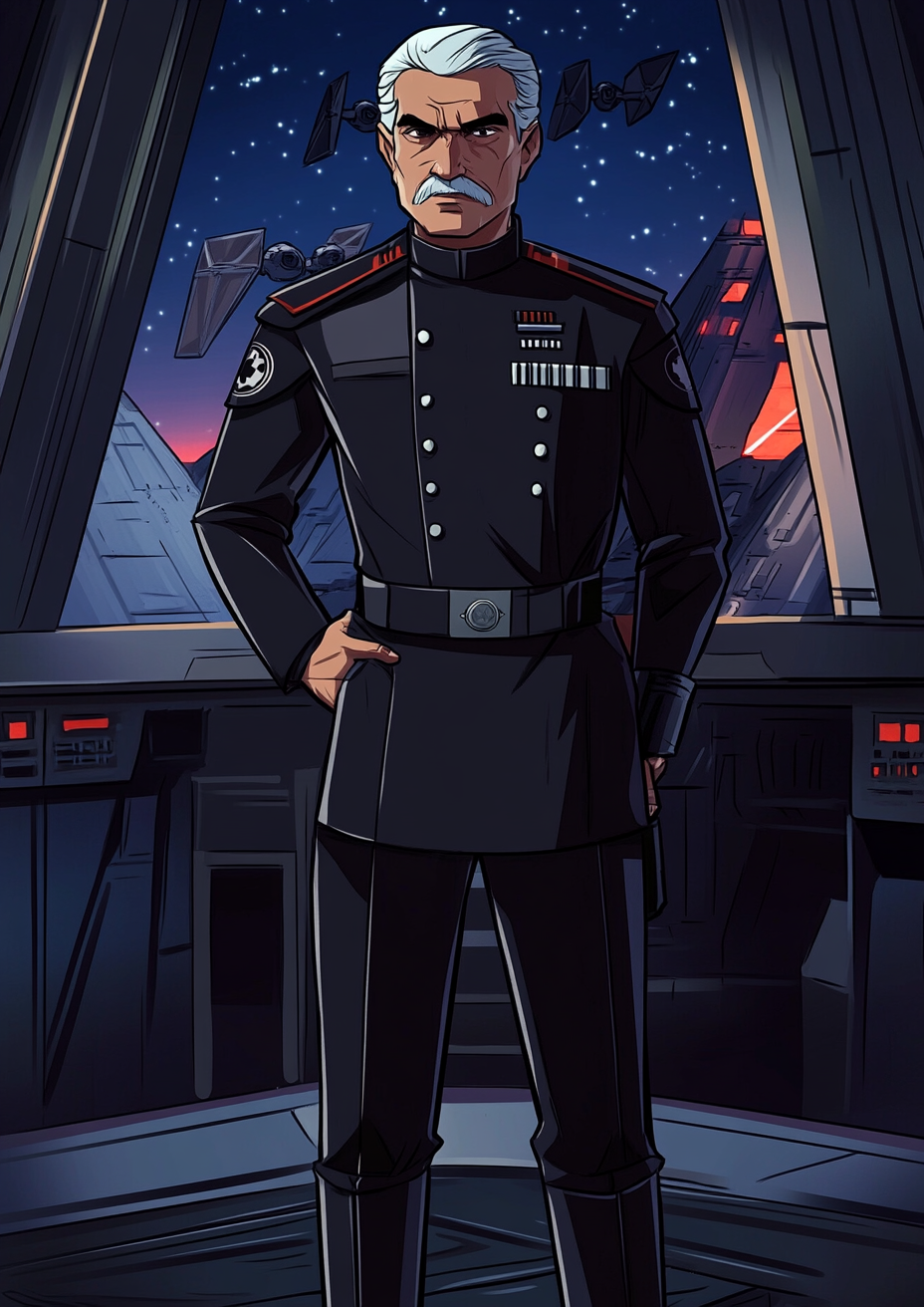 Cartoon Omar Sharif Imperial Officer Star Wars Portrait