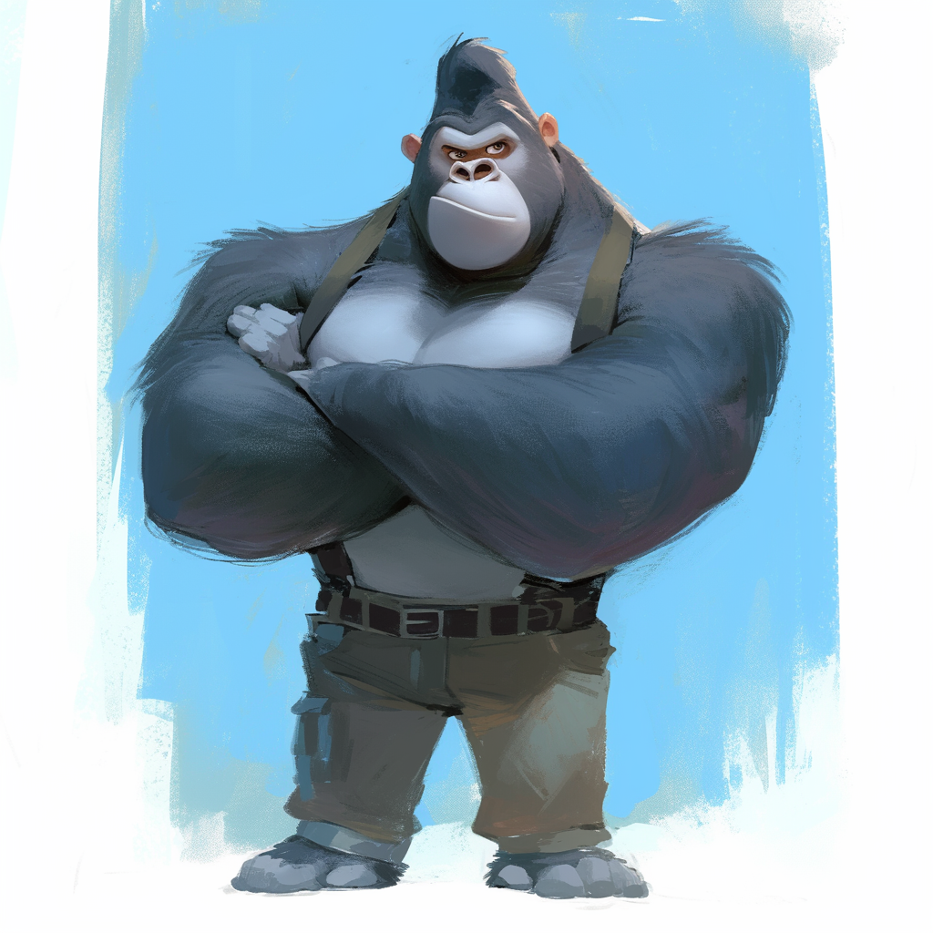 Cartoon friendly gorilla in Disney style artwork