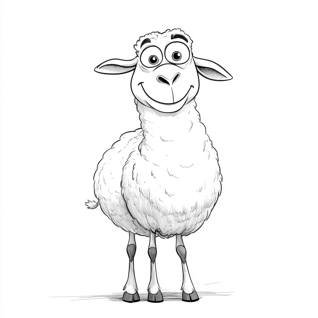 Cartoon sheep smiling next to Pepper Wutz character.