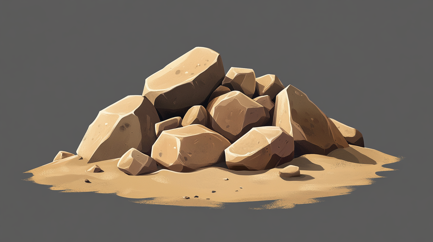 Cartoon stone sand pile with exquisite details.