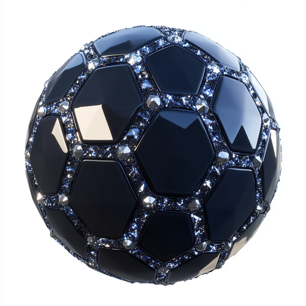 Cartoon-style black diamond soccer ball logo in high resolution