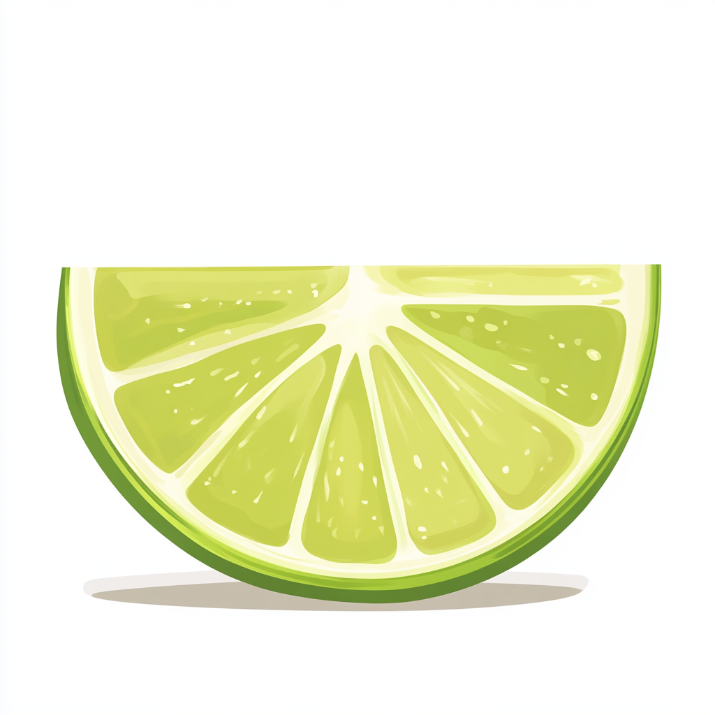 Cartoon style lime slice on white background