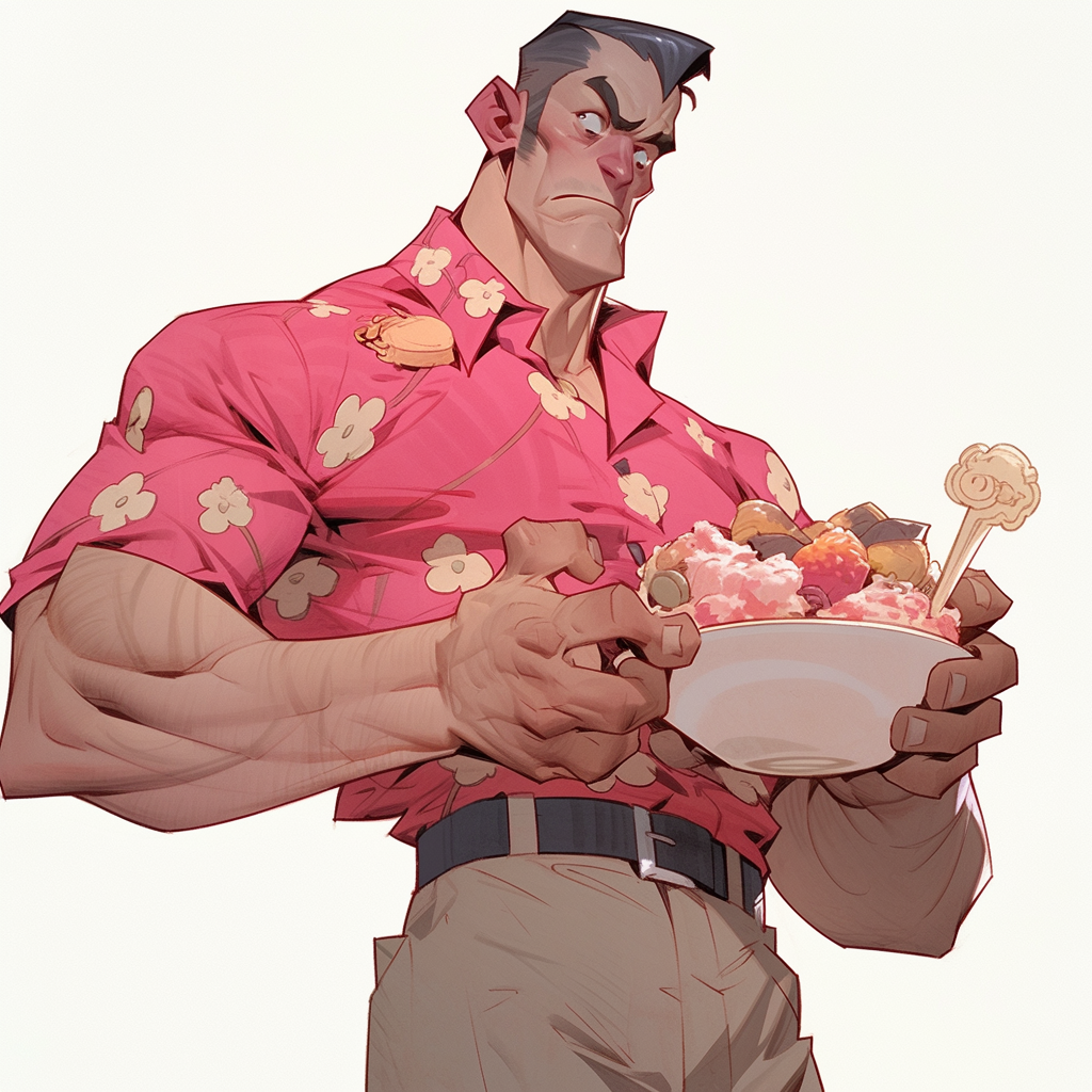 Character portrait by Jc Leyendecker depicts Frankenberry himbo.