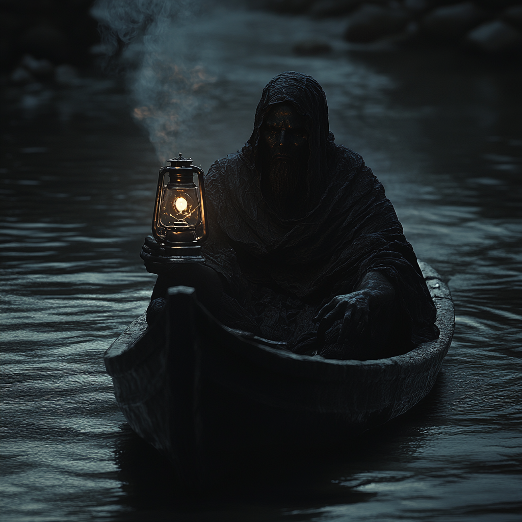 Charon Styx Boat Oil Lamp Mythology Horror Photography