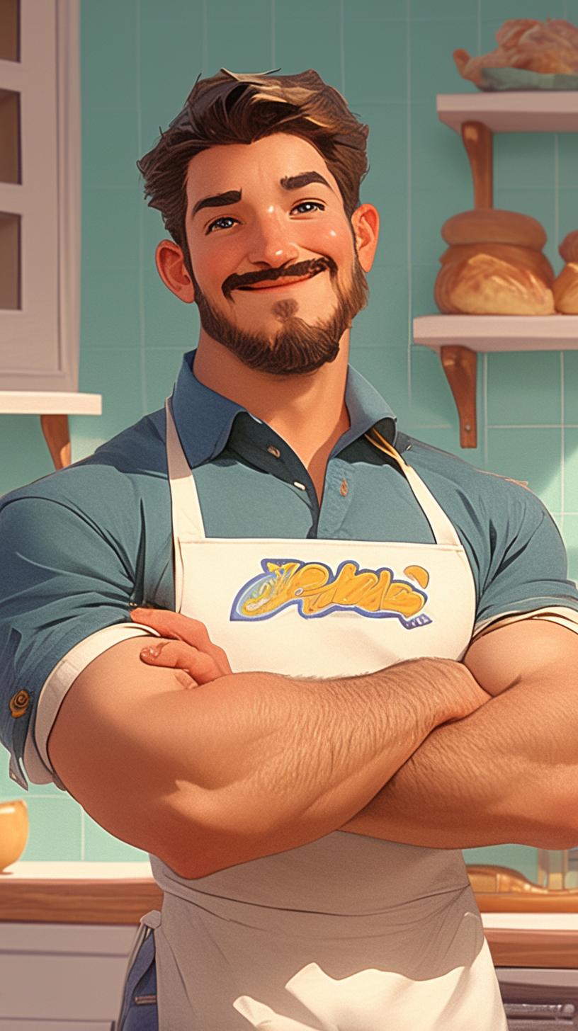 Cheerful 1950s American Pastry Shop Owner Portrait 