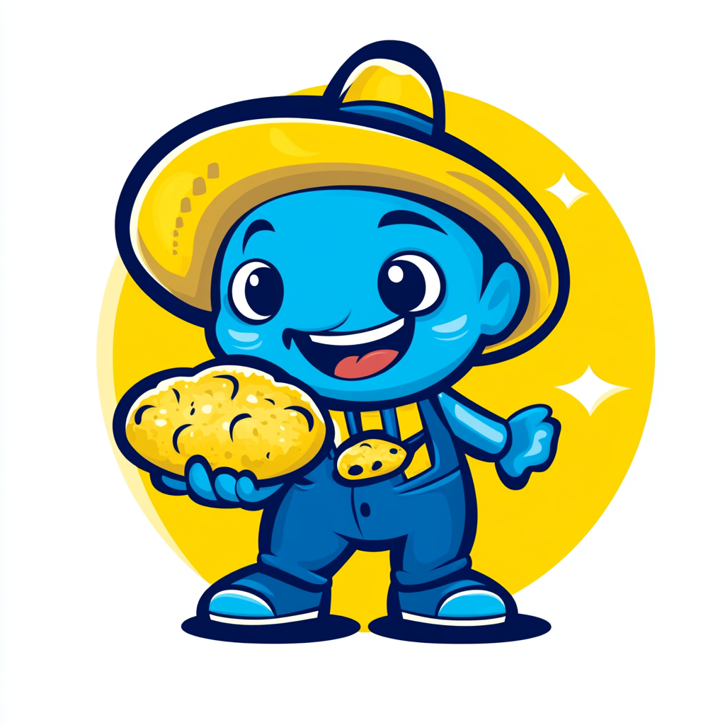 Cheerful Salvadorian Mascot Logo for Pupuseria Restaurant