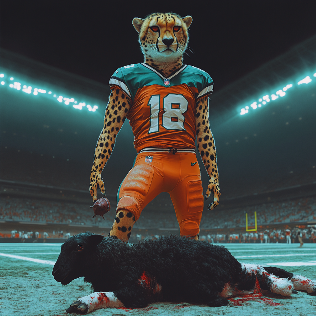 Cheetah Miami Dolphins Hunt Stadium Art Hyper-realism