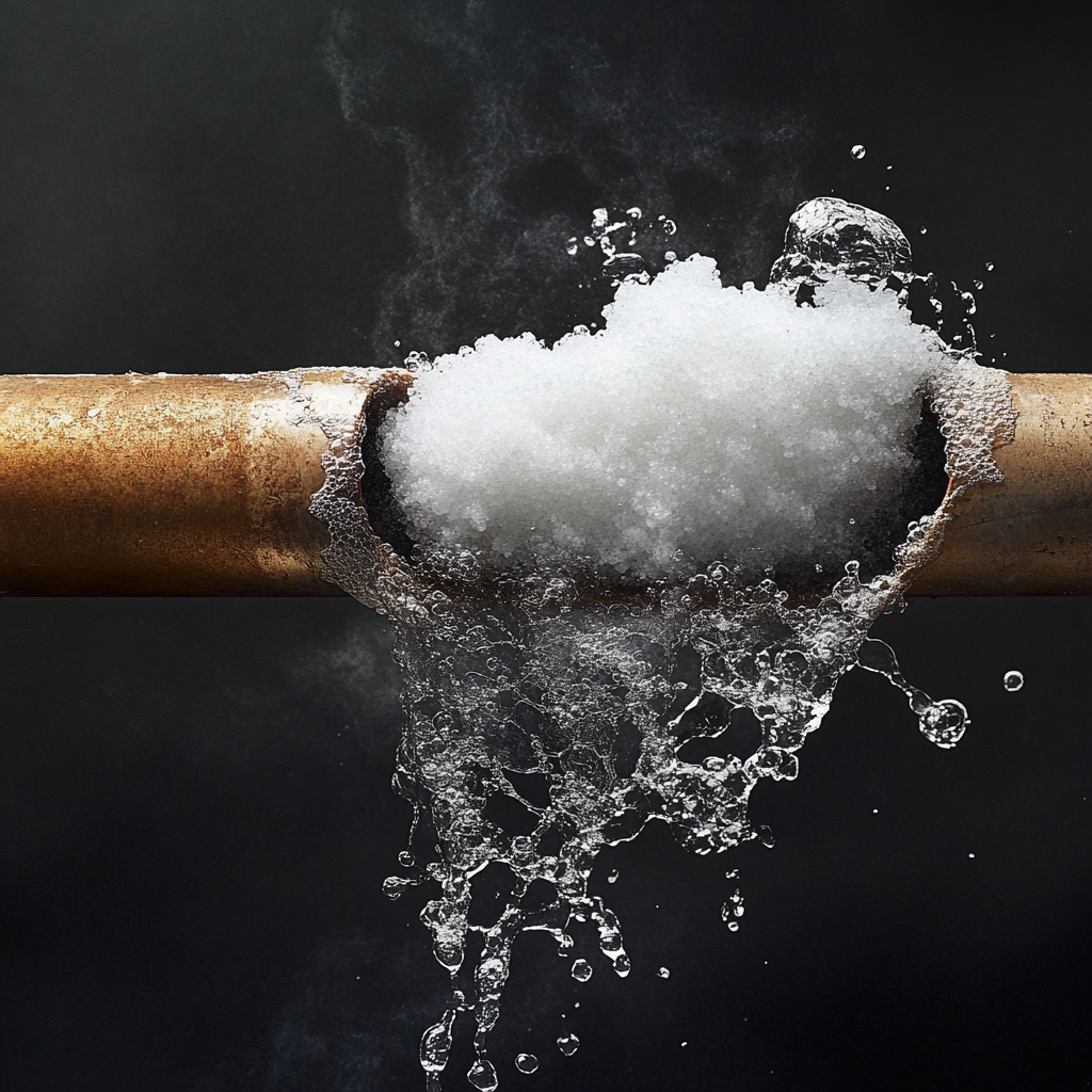 Chemical reaction clears clogged pipe with baking soda.