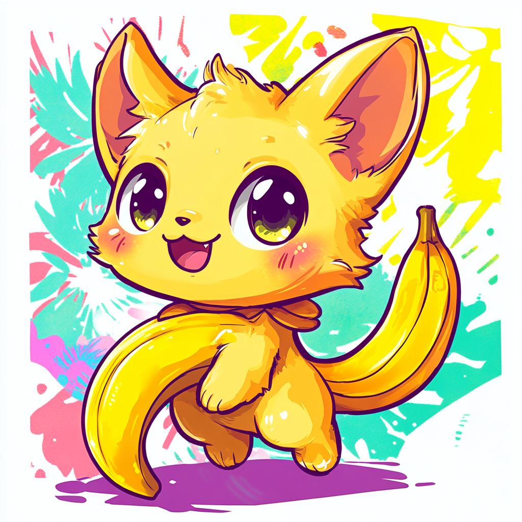 Chibi cat with features of cat and banana.