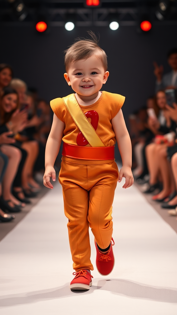 Chic Hot Dog Baby Strutting Fashionable Runway