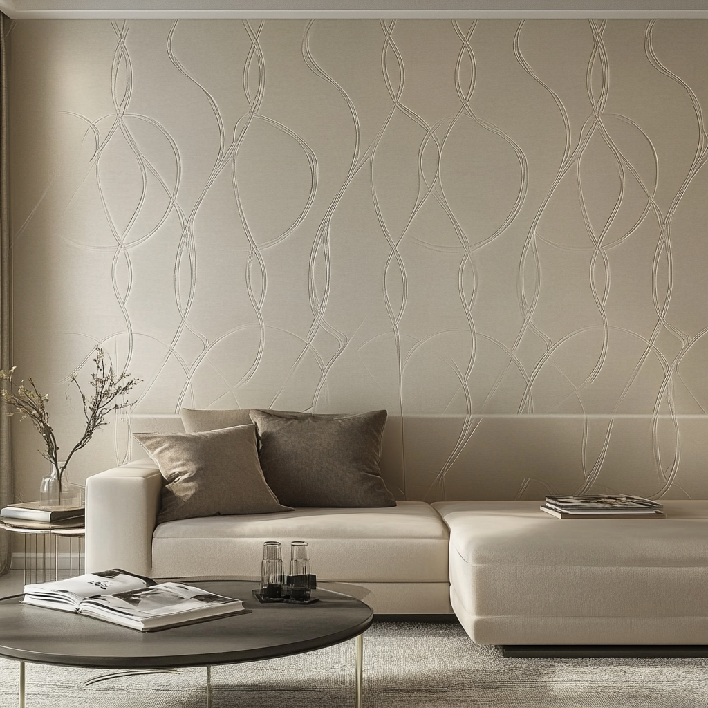 Chic Minimalist Geometric Pattern in Neutrals, Metallic Finish