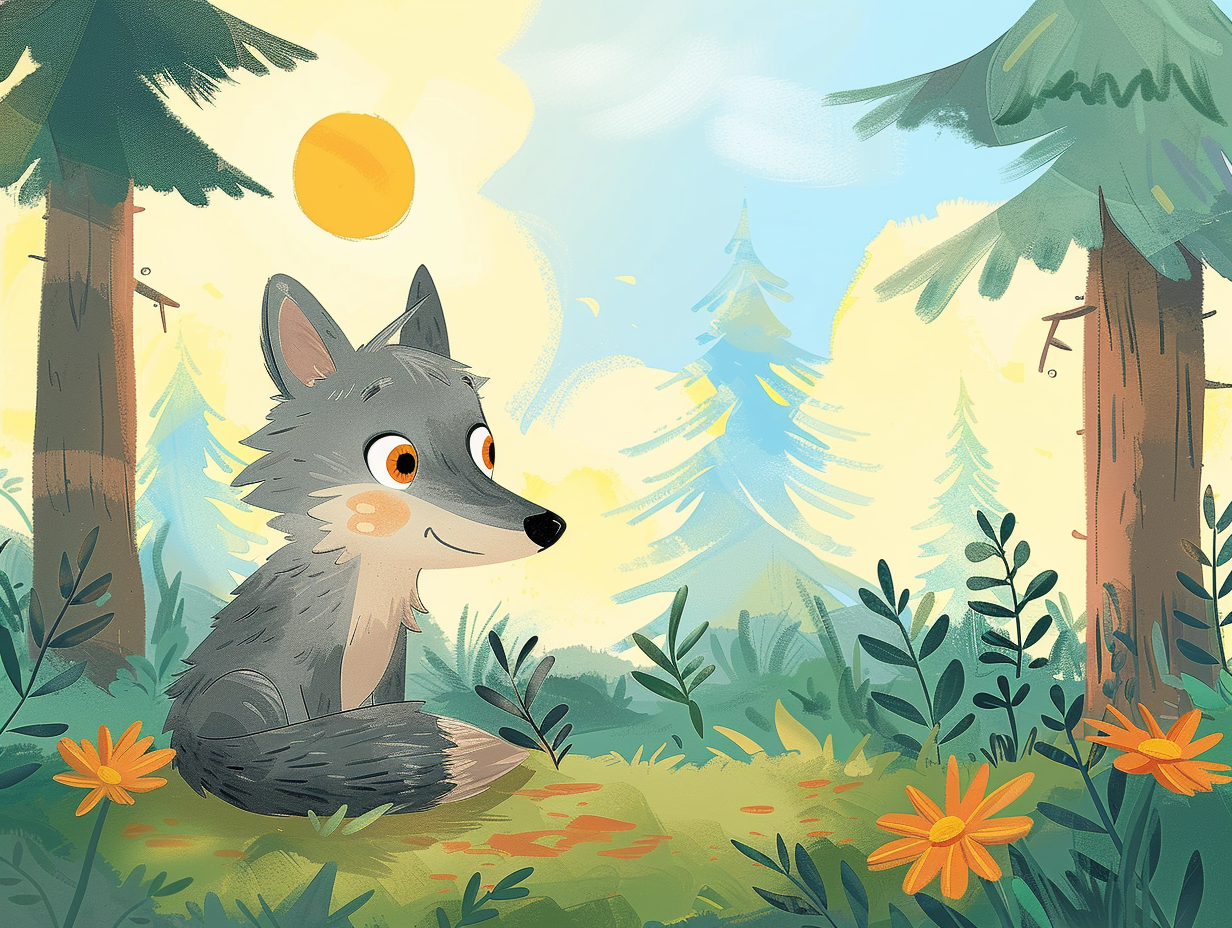 Children's Book Cover Page: Little Wolf Teaches Independence