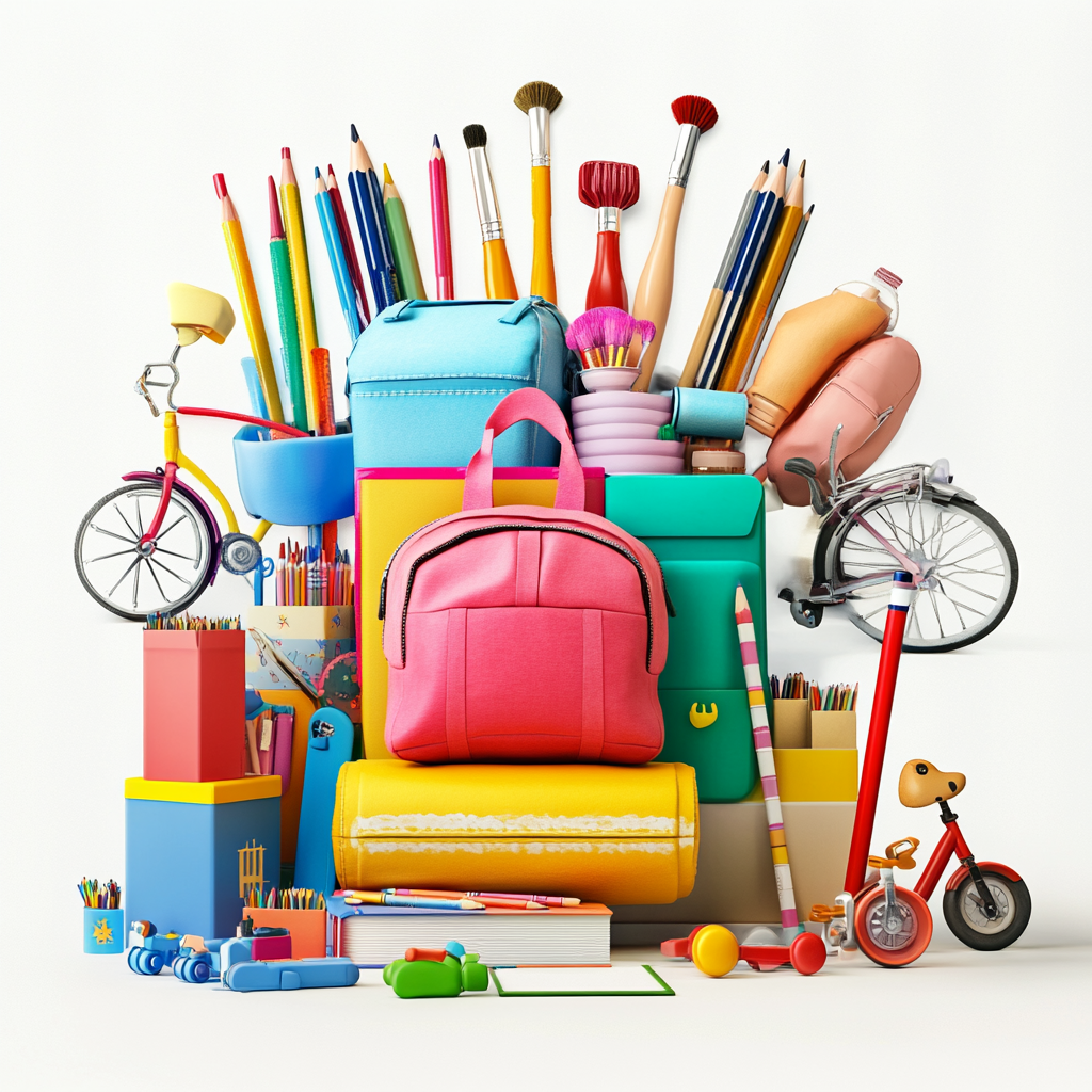 Children's store products neatly arranged in realistic bundle