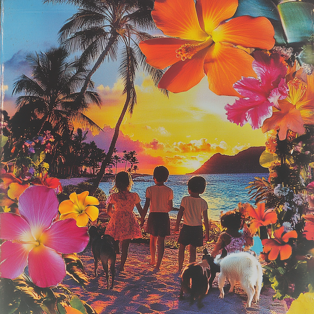 Children and pets enjoying Hawaii hotel - Sunset Happiness