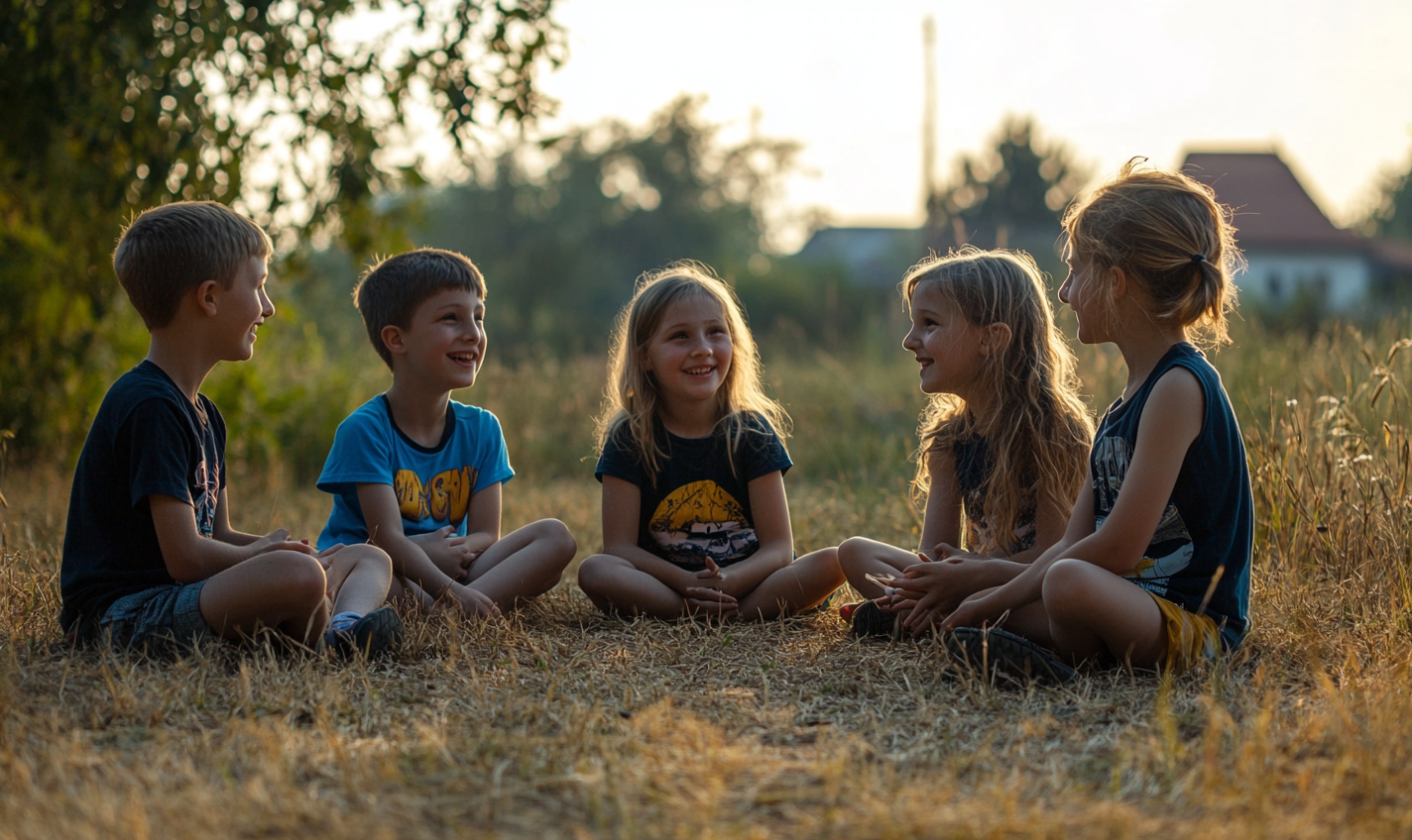 Children in Ukraine share their dreams in circle.