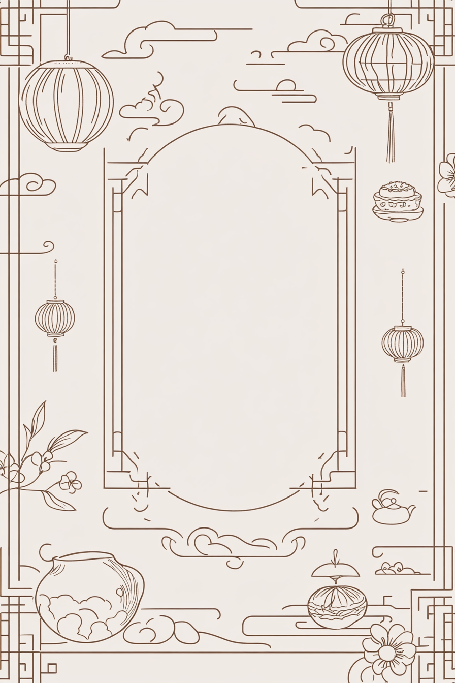 Chinese Moon Festival Line Art Drawing Template