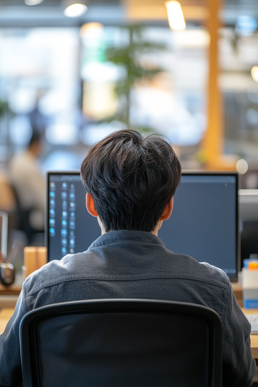 Chinese teacher at desk with SONY α9 III camera.