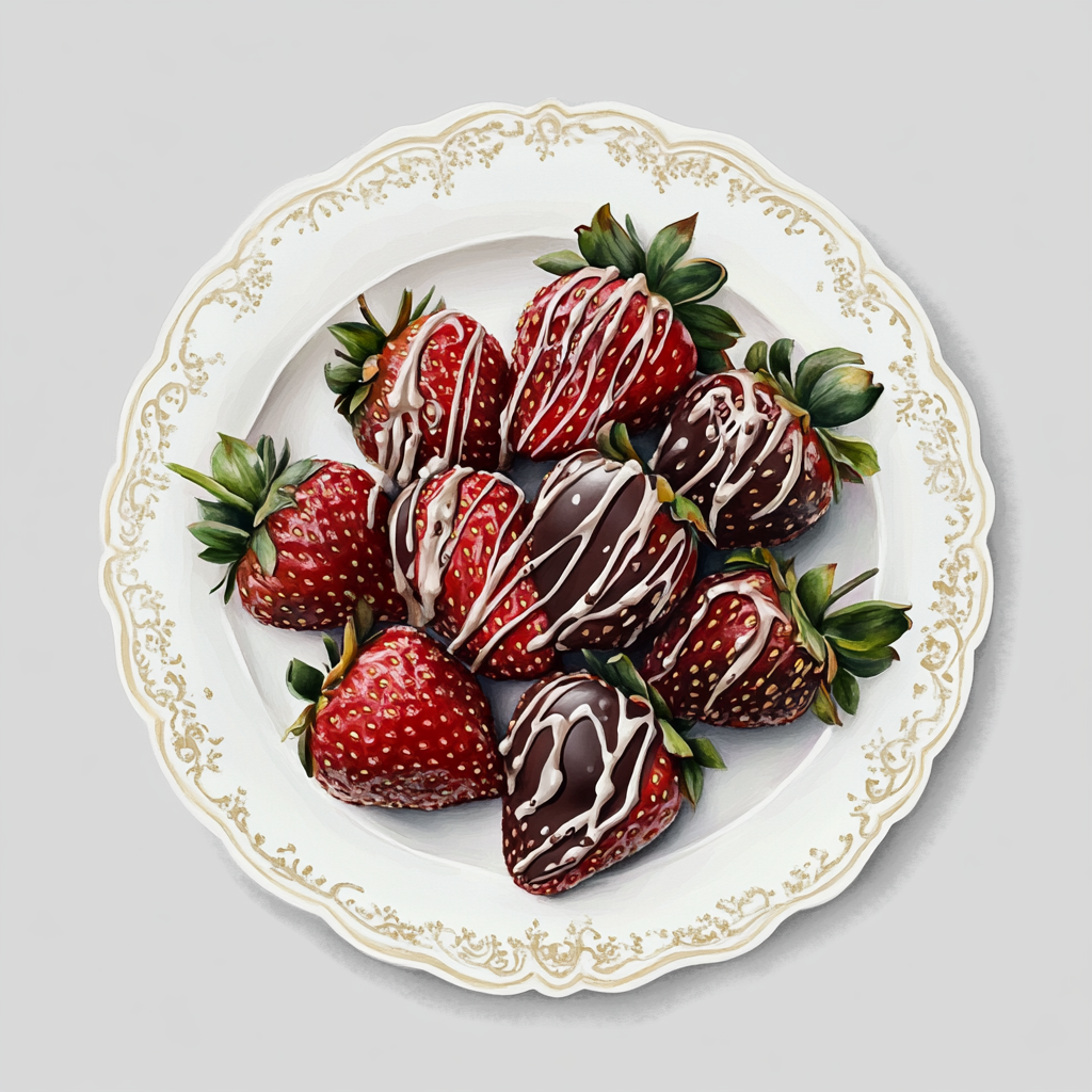 Chocolate Covered Strawberries on Elegant White Plate