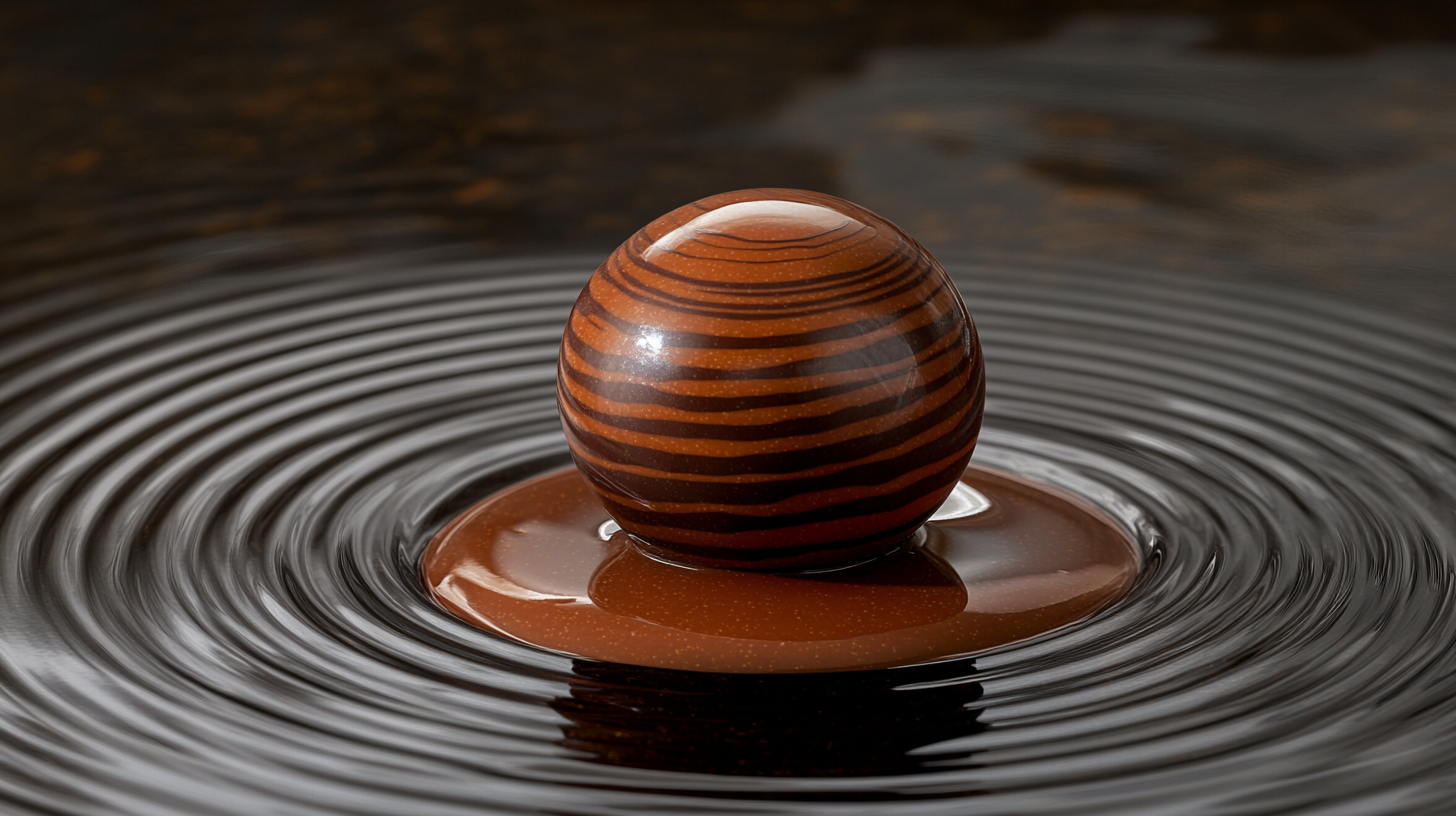 Chocolate Sphere with Ganache Spilling Out Luxuriously