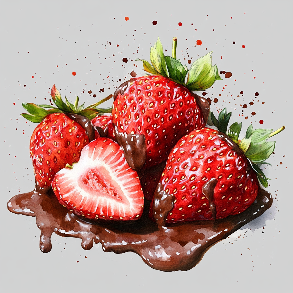 Chocolate Strawberries Composition on Gray Background