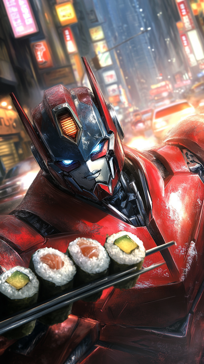 Chopstick Battle: Optimus Prime Sushi Fusion in Tokyo