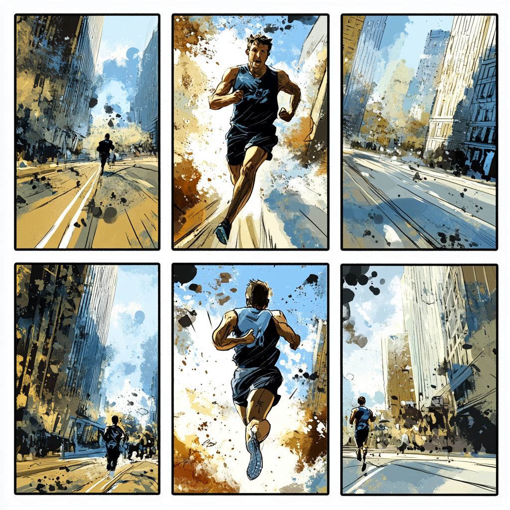 Chris Mosier runs marathon, intense moments captured in comic.