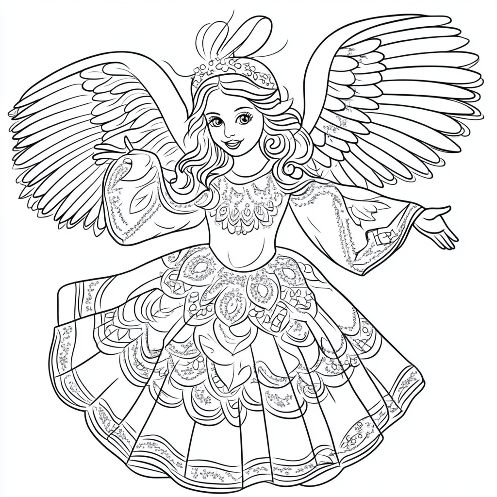 Christmas Angel Coloring Page for Beginners