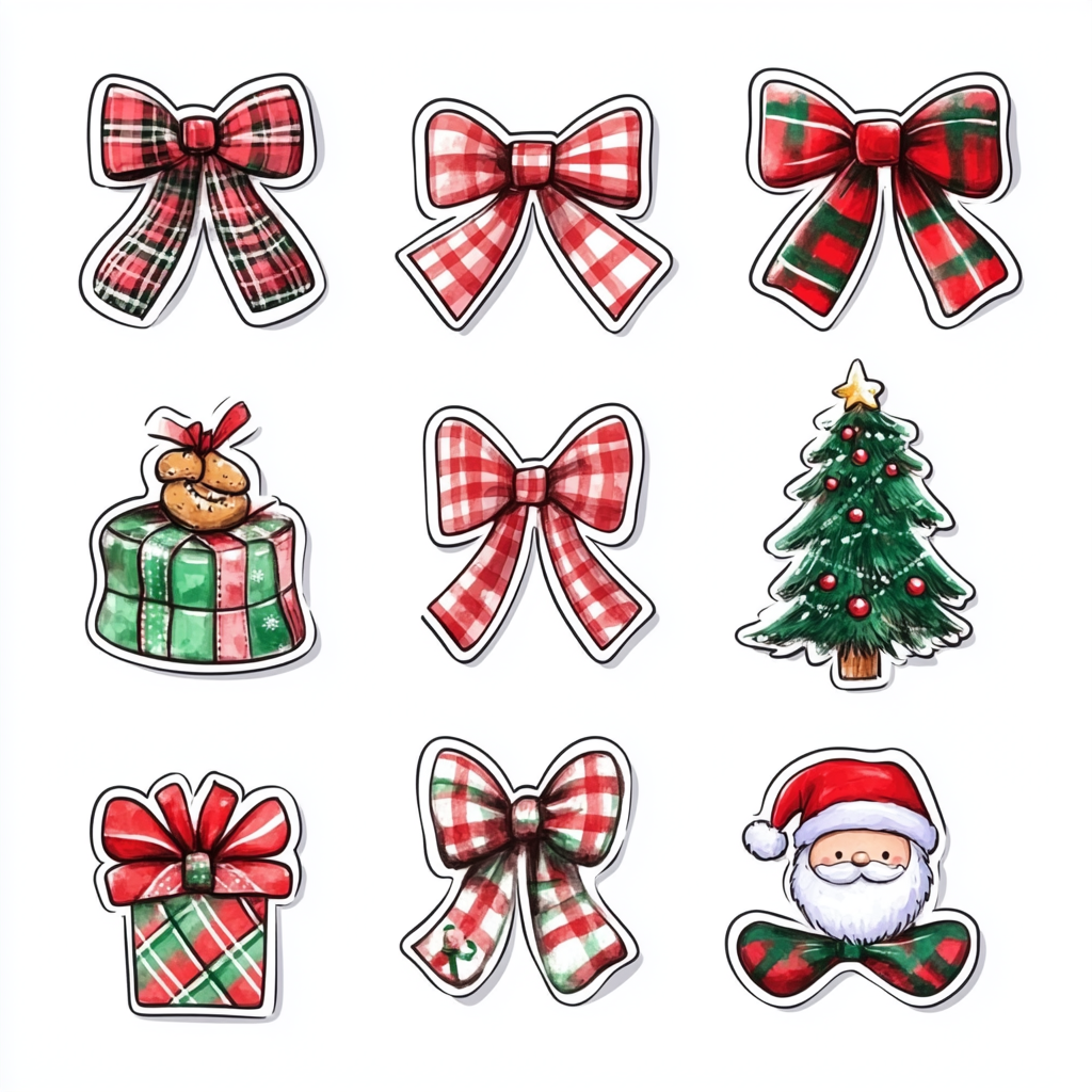 Christmas stickers and gifts, Santa Claus, cartoon design