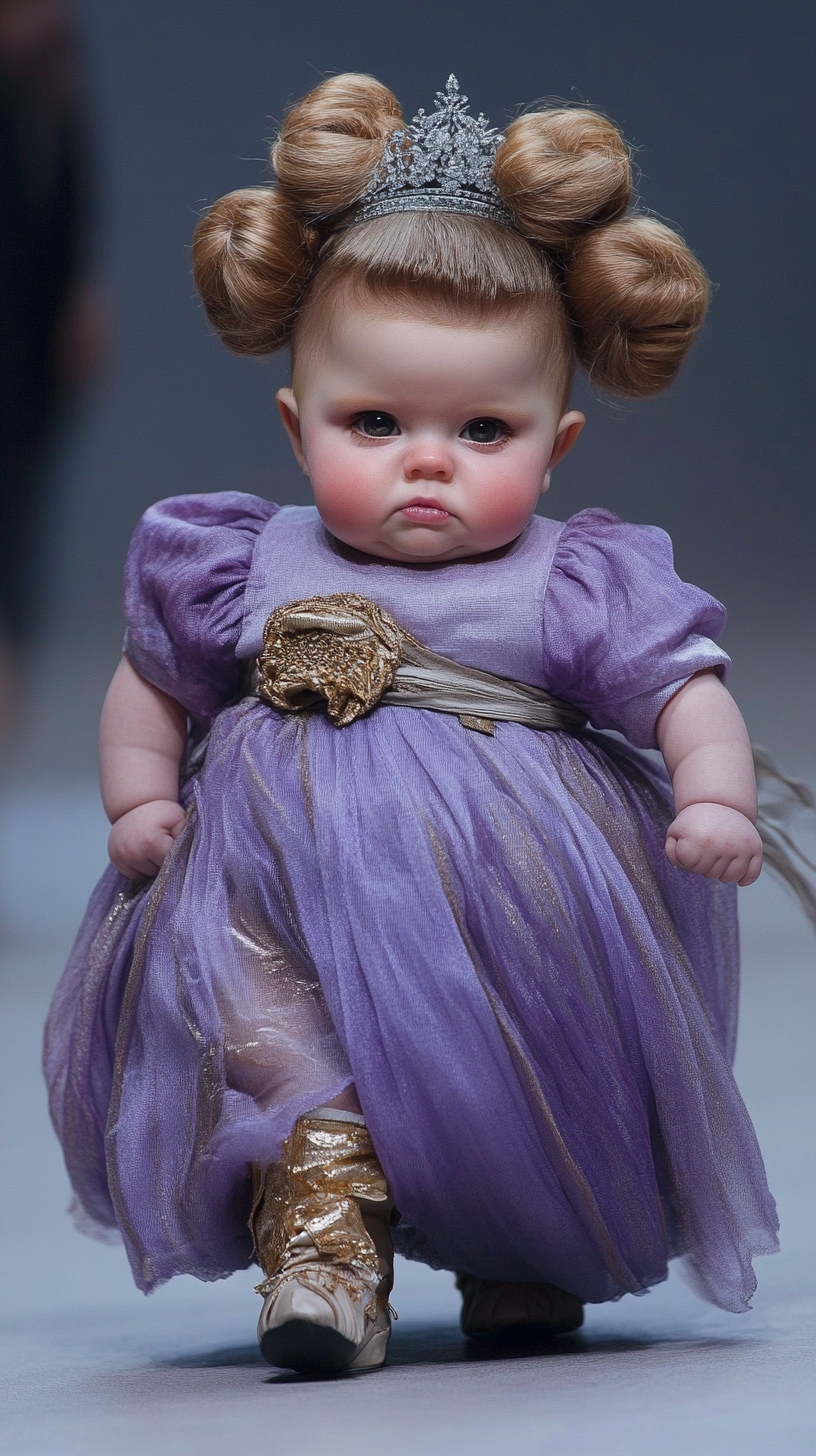 Chubby Baby in Princess Dress Strutting Down Runway