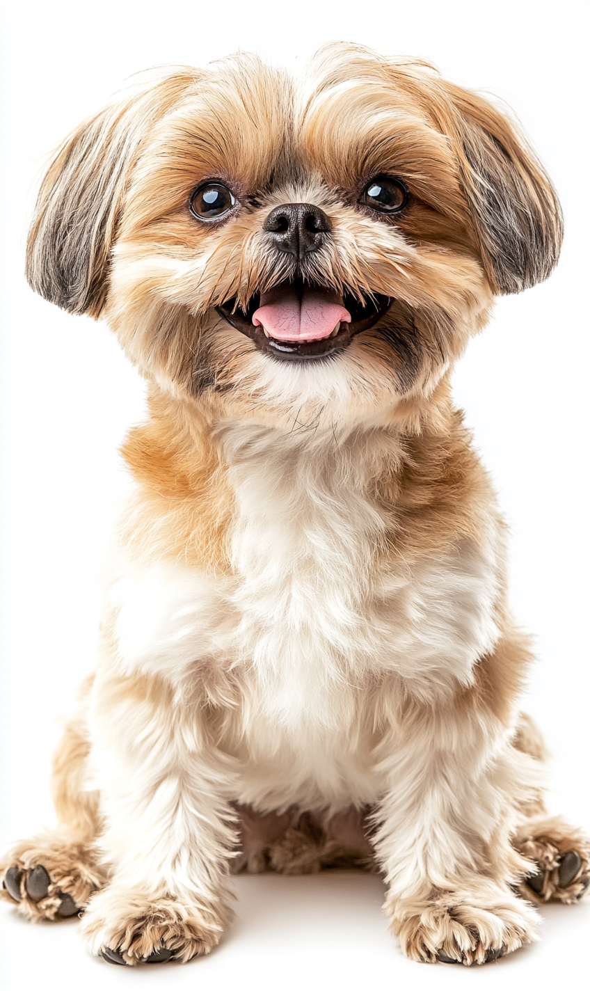 Chubby Shih-Tzu Dog Sitting, Happy, Isolated, 3:5 AR