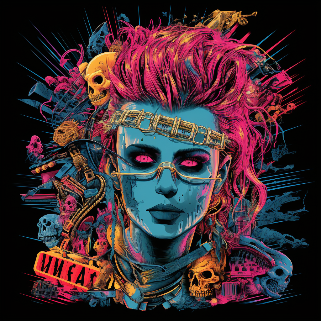 Movie slate, punk rock, neon colors