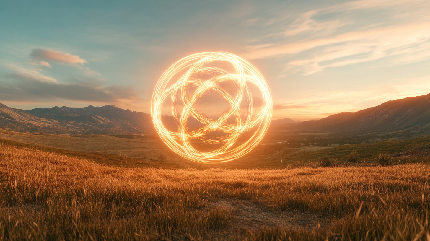 Cinematic 8K digital art, spherical light anomaly surrounded by rings.