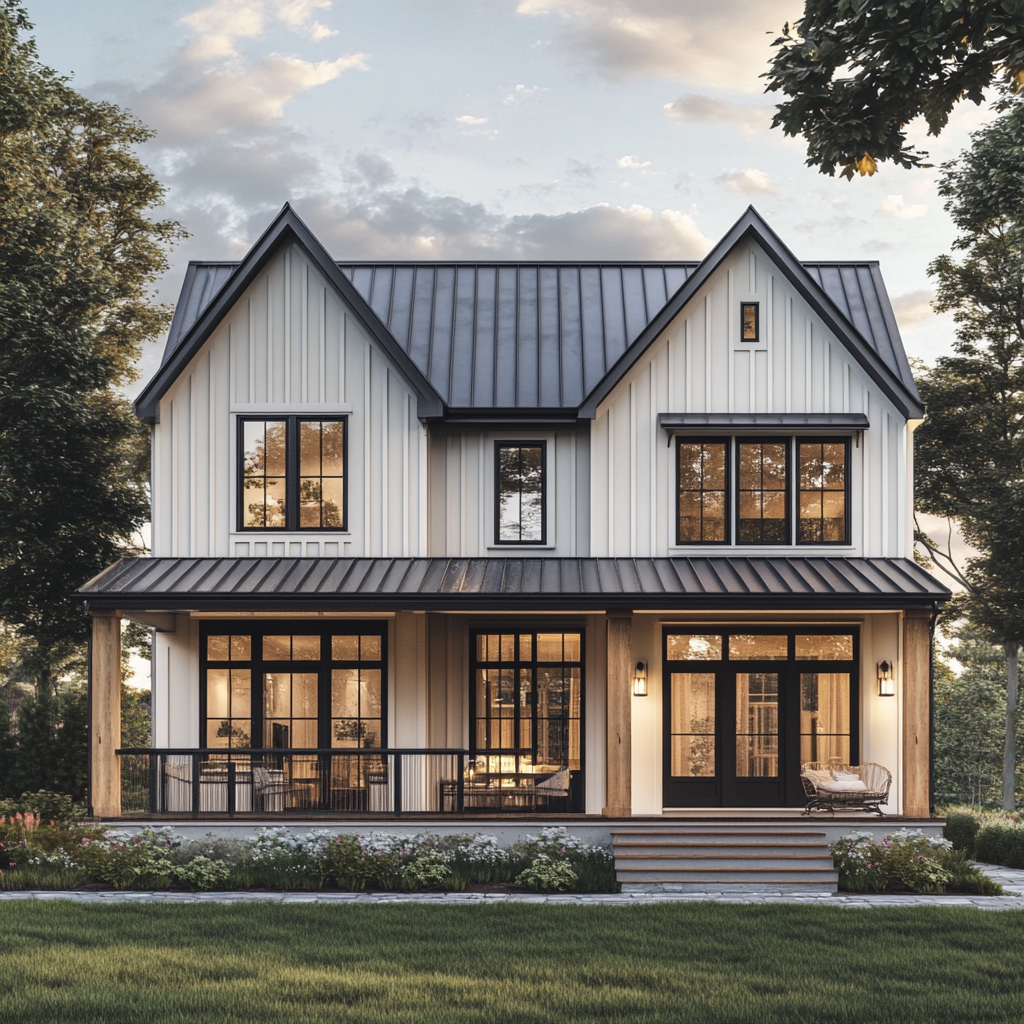 Cinematic Hyper-Realistic Modern Farmhouse Design