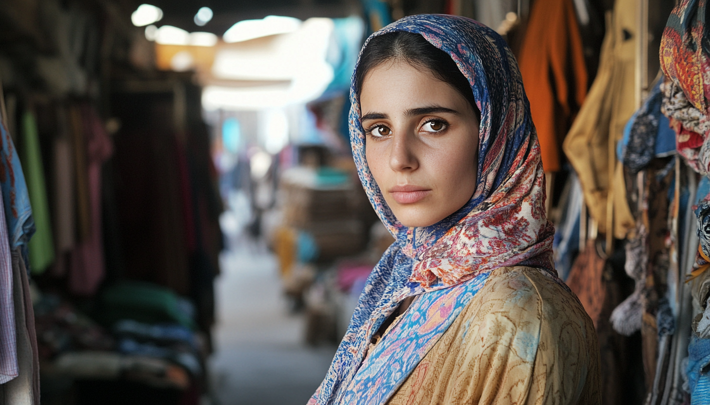 Cinematic Shot of Middle Eastern Woman in Clothing Shop