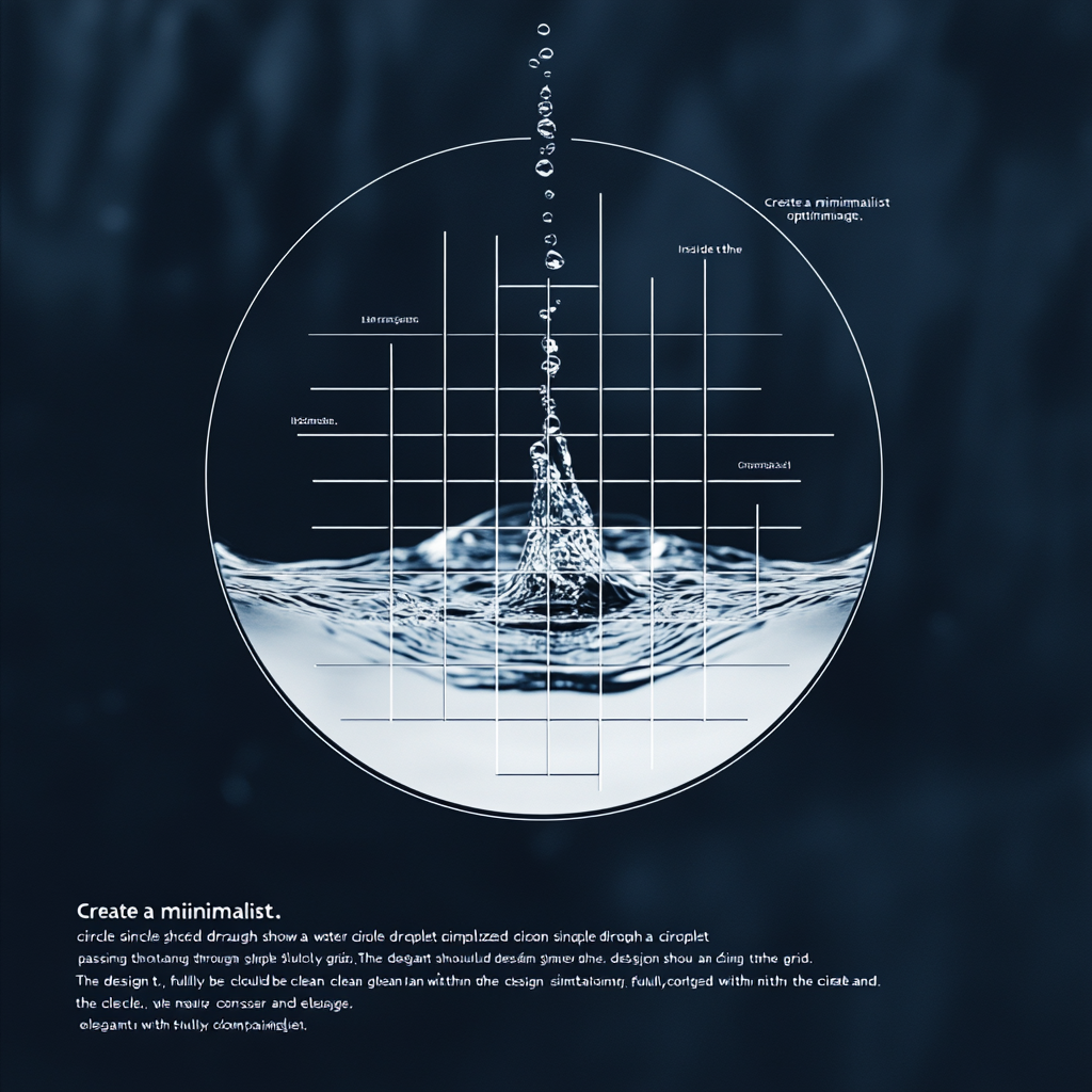 Circle icon with water droplet and simple grid inside.