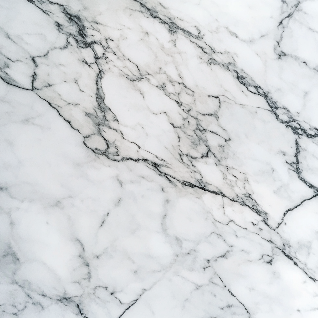 Clean, elegant white marble table with subtle gray veins.