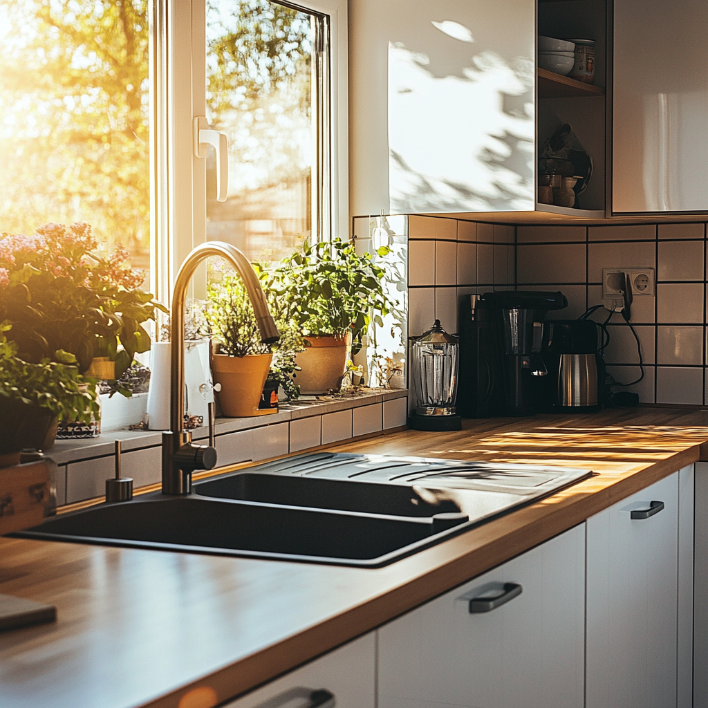 Clean and tidy kitchen in middle income home.