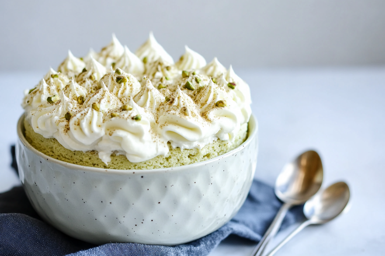 Close-Up Pistachio Layer Cake with Cream Cheese Buttercream