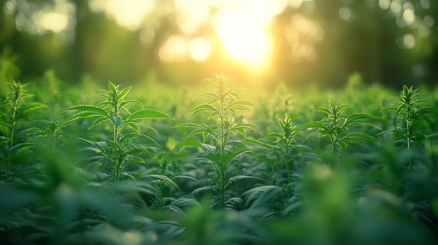 Close-Up of Vibrant Green Hemp Plants in Field